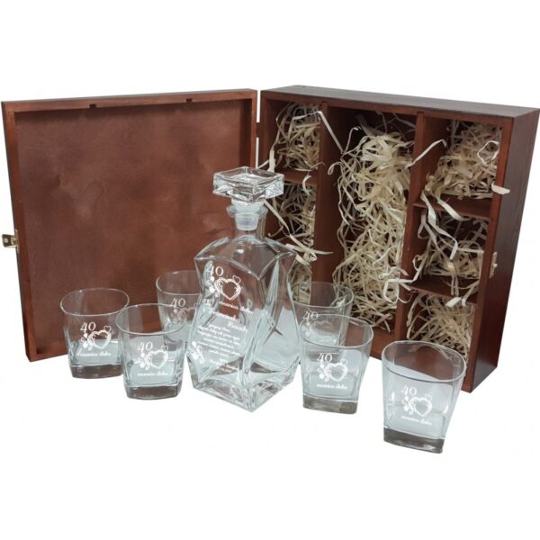 Zestaw do Whisky karafka + 6 szklanki w pudełku lakierowanym