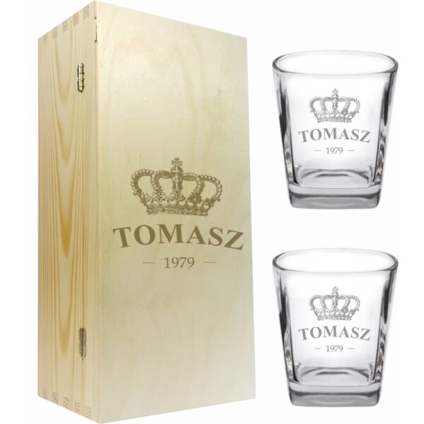 Szklanki Whisky x 2 Skrzynka na alkohol Z GRAWEREM - obrazek 5