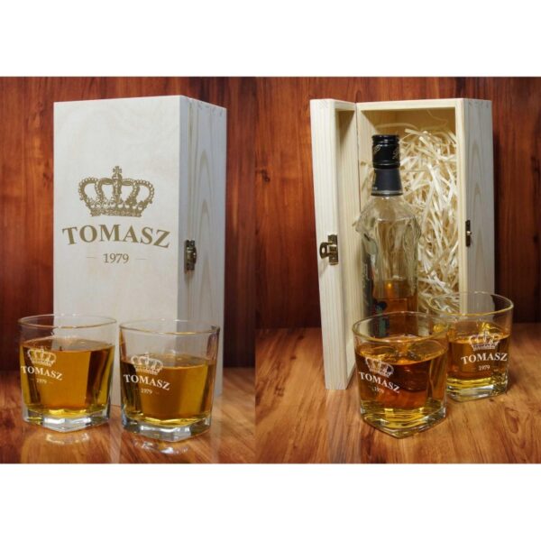 Szklanki Whisky x 2 Skrzynka na alkohol Z GRAWEREM - obrazek 3